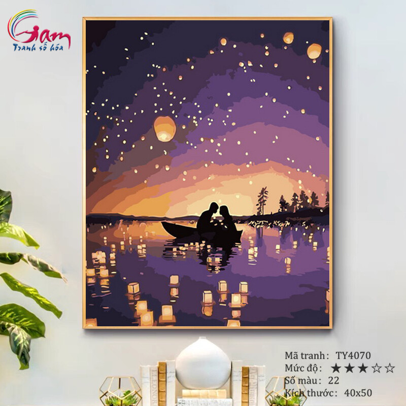 Tranh tô màu theo số sơn dầu số hoá tình yêu hạnh phúc TY4070