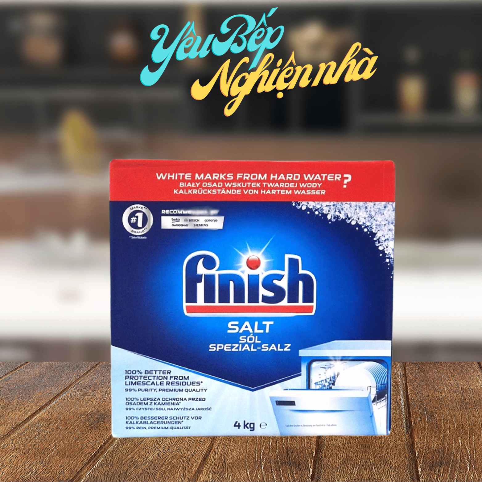 Muối Rửa Chén Bát Finish 4Kg/ Muối Làm Mềm Nước Finish Loại 4Kg Yêu Bếp Nghiện Nhà VNM