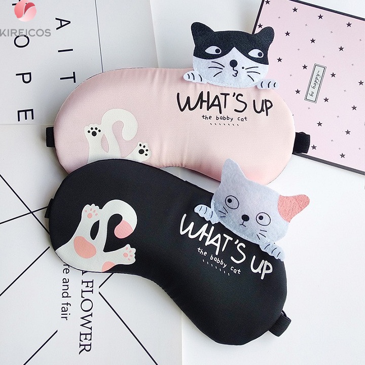 [HCM]Bịt Mắt Ngủ Miếng Che Mắt Ngủ Có Túi Gel Chữ What’s Up - kireicos