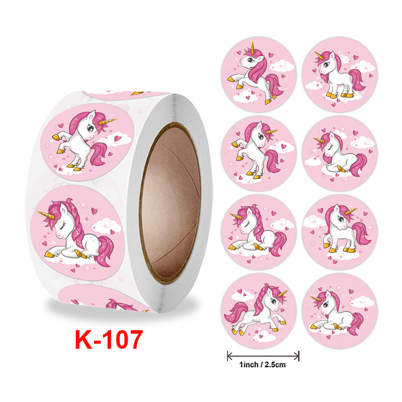 Cuộn 500 tem Sticker Hình Kỳ Lân Dễ Thương - 2.5cm
