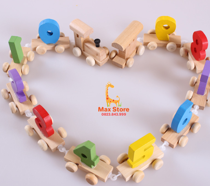 (Đồ Chơi Giáo Dục) Đoàn Tàu Gỗ Chở Số 0 - 9