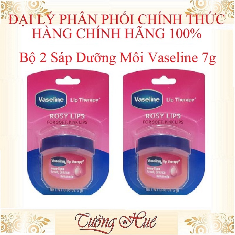 Bộ 2 sáp dưỡng môi Vaseline Rosy Lip Therapy - 7g x2 nhập khẩu