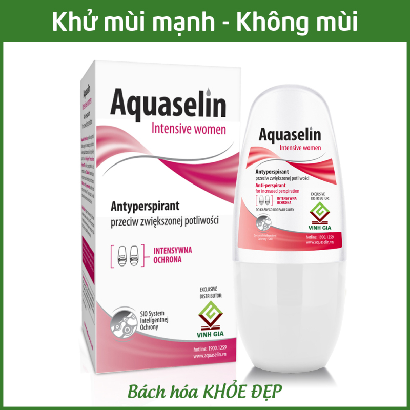Aquaselin intensive women 50ml Lăn khử mùi không mùi cho nữ mồ hôi nách nhiều - Dùng cho mọi loại da