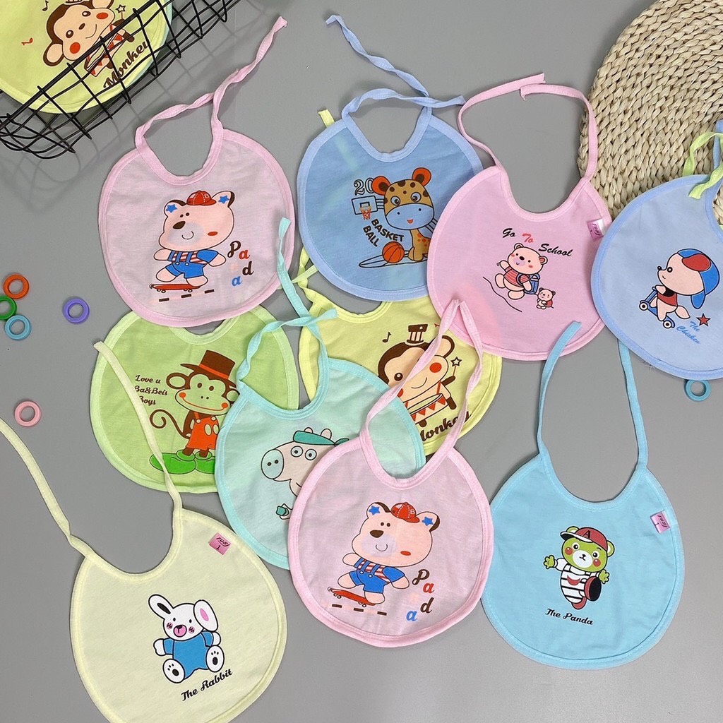 Yếm tròn buộc dây cotton cho bé sơ sinh