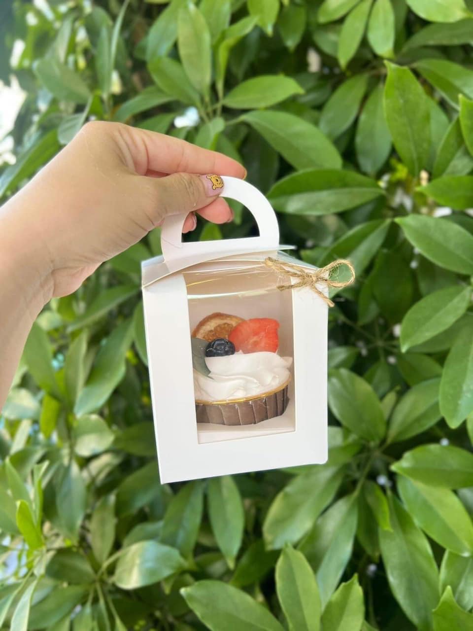 Hộp cupcake 1 bánh màu trắng