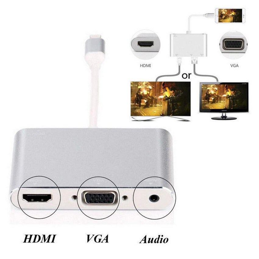 Cáp Chuyển Lightning Ra Hdmi Và Vga Có Cổng Audio chất lượng cao
