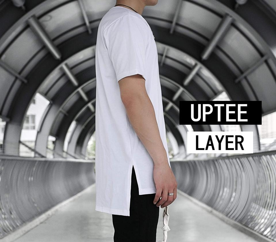 [Hoàn Tiền 15%] Áo Thun Longtee Layer Xẻ Tà Nam Nữ Đen Trắng Unisex