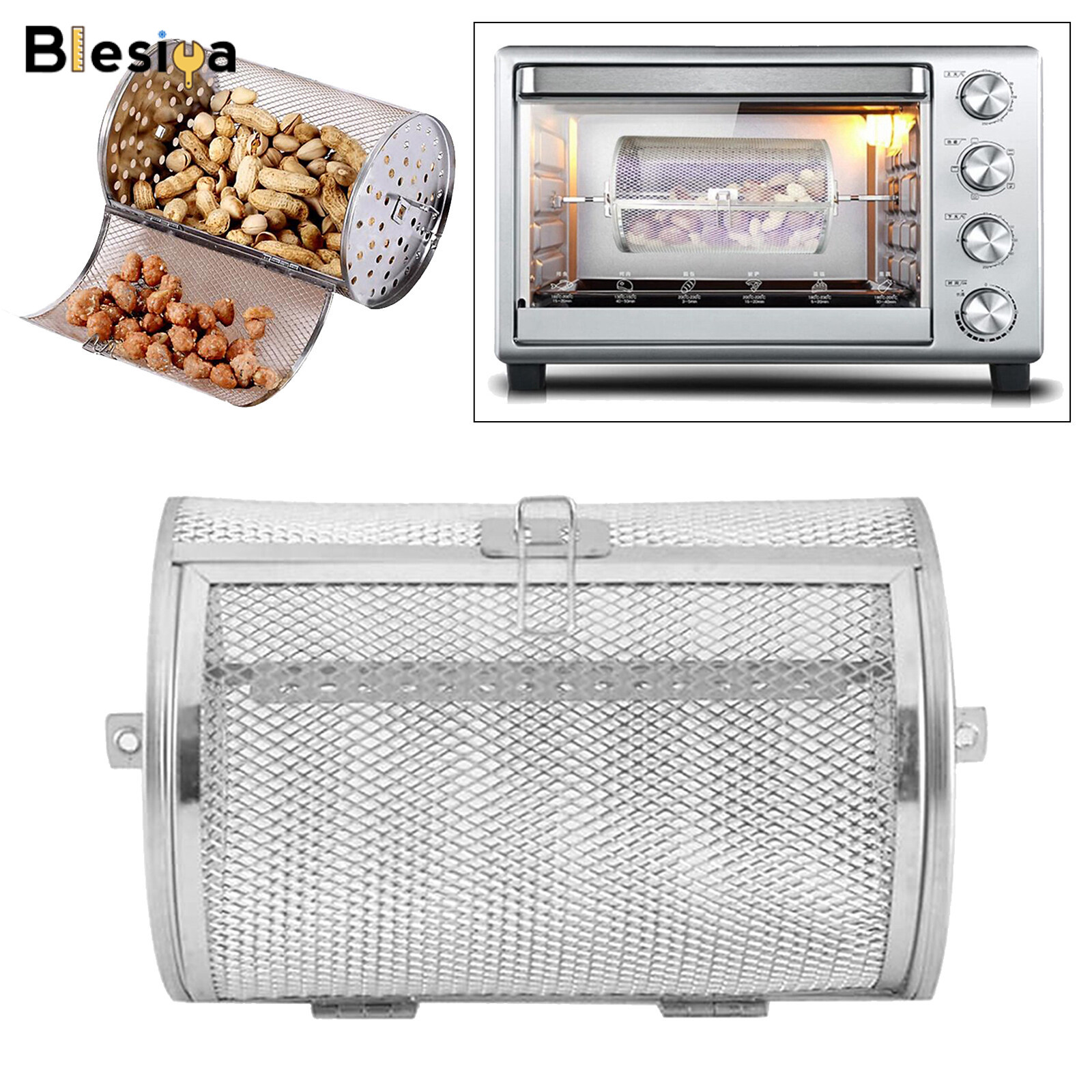 Blesiya trống quay lò nướng nhà bếp, giỏ lò nướng nướng lò