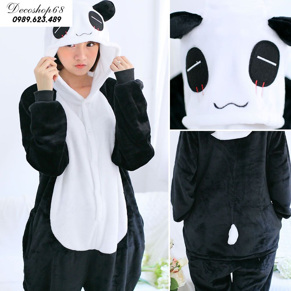 Bộ đồ ngủ hình thú gấu trúc liền thân lông mịn Pijama Động Vật Hoạt Hình cho trẻ em người lớn Cosplay nhiều màu chất liệu đẹp đón giáng sinh HOT độc và lạ 1952