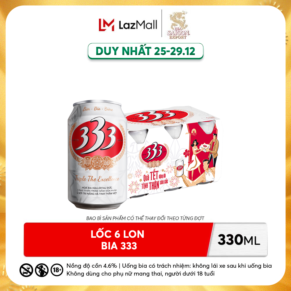 Lốc 6 - Bia Saigon 333 330ml