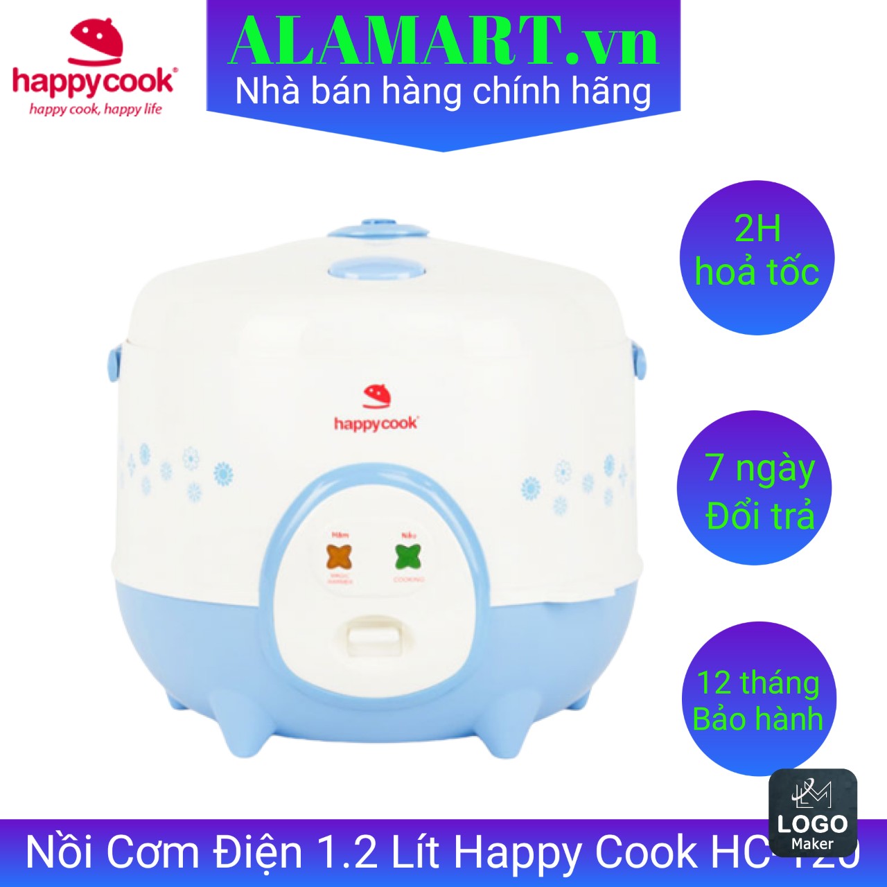 Nồi cơm điện happy cook 1.2 lít hc-120