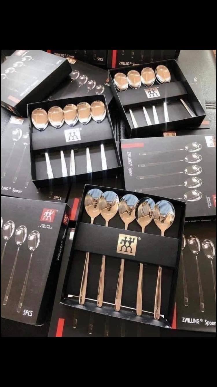 [GIẢM THÊM 8%] Sét 5 Thìa,Muỗng Đức Cao Cấp - Thìa Cuống Dài