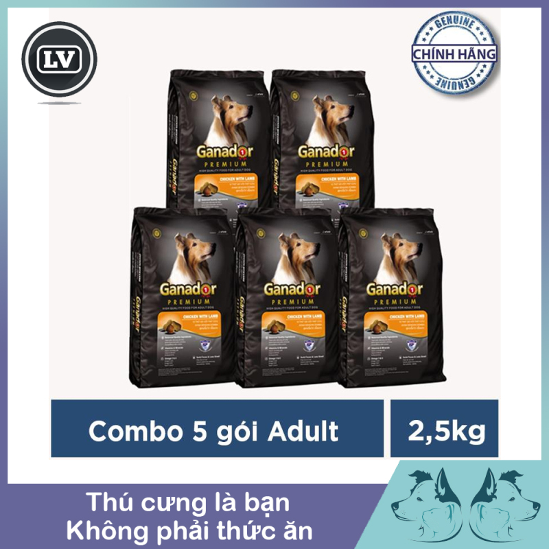 Combo 5 gói Thức ăn cho chó lớn vị thịt cừu - Thức ăn cho chó Ganador Adult