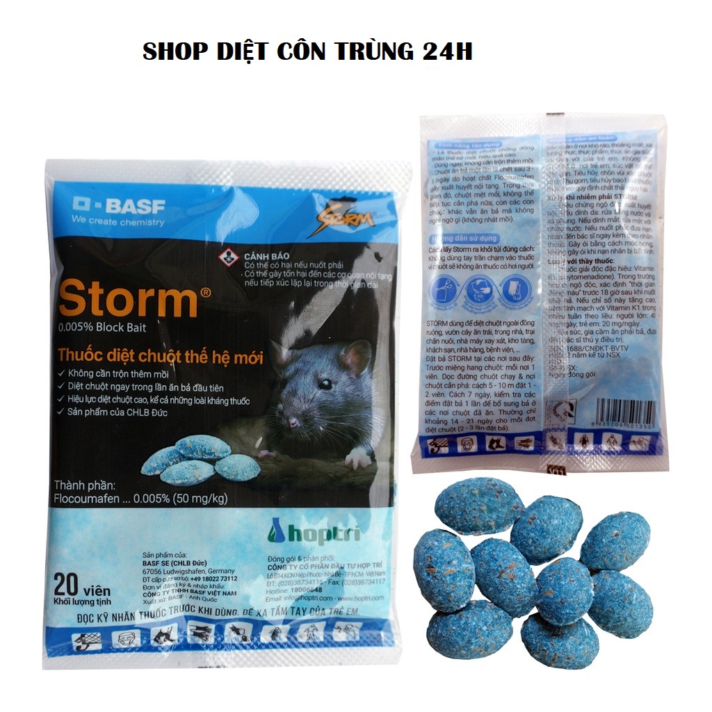 Hộp thuốc diệt chuột Storm 0.005% (hộp 5 gói x 20 viên) (Bao bì mới)