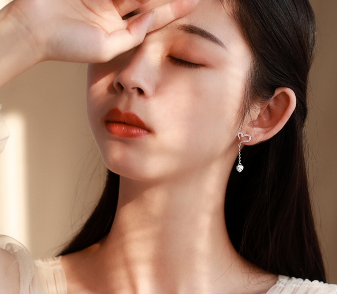 Bông tai tim nhỏ xinh phong cách Hàn Quốc - LB001 + B1293