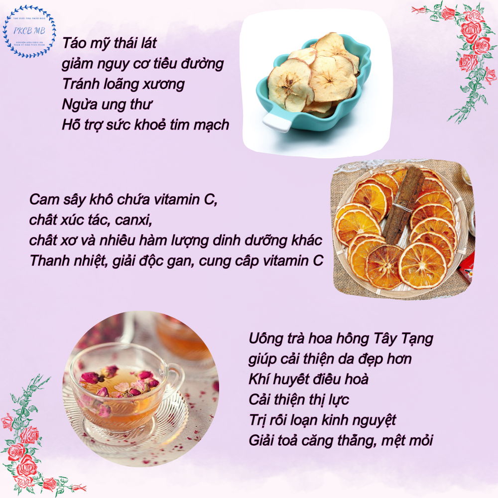 Trà thải độc (cam mỹ, quế, nụ hồng, đường phèn, lê hoặc táo mỹ) set 10 gói, 20 gói, 30 gói