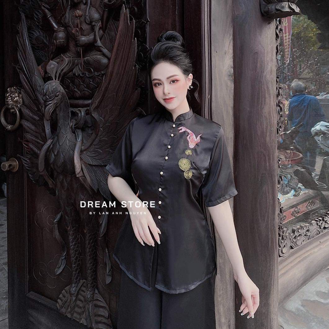 [HCM]SET ĐỒ LAM ĐI CHÙA PHỐI HOA THÊU CAO CẤP