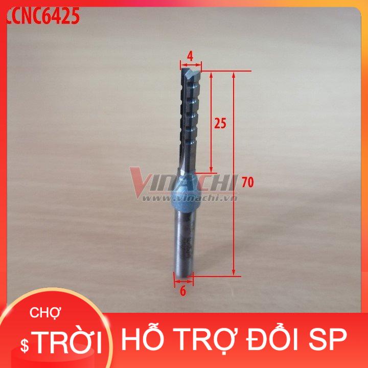 Mũi cắt cnc tideway 2 cánh cốt 6mm cao cấp