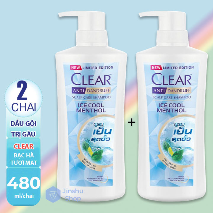 2 chai Dầu Gội Clear Bạc Hà Nhập Khẩu Thailand -400ml/chai