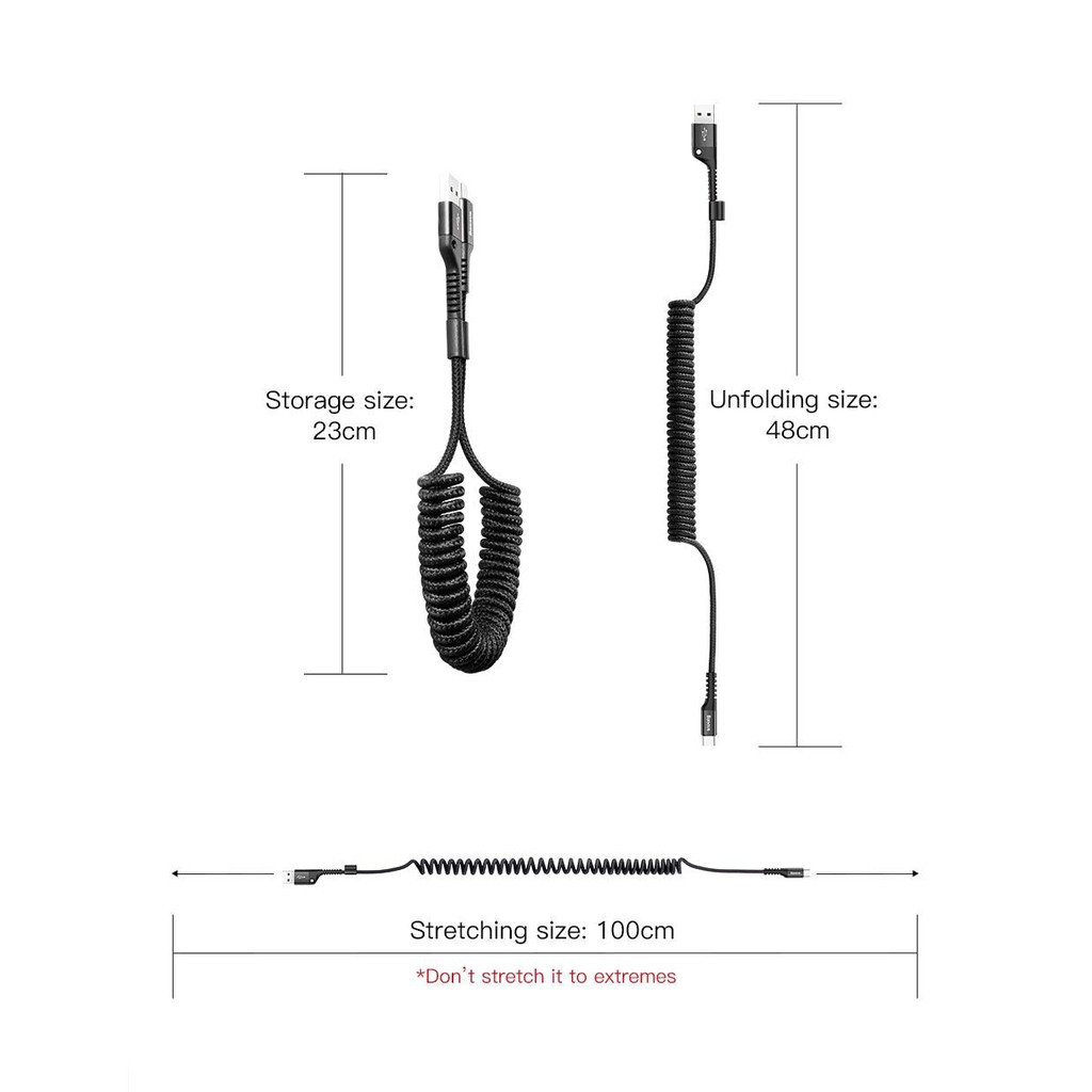 Cáp sạc dây xoắn đàn hồi Baseus Fish Eye Spring Data Type C