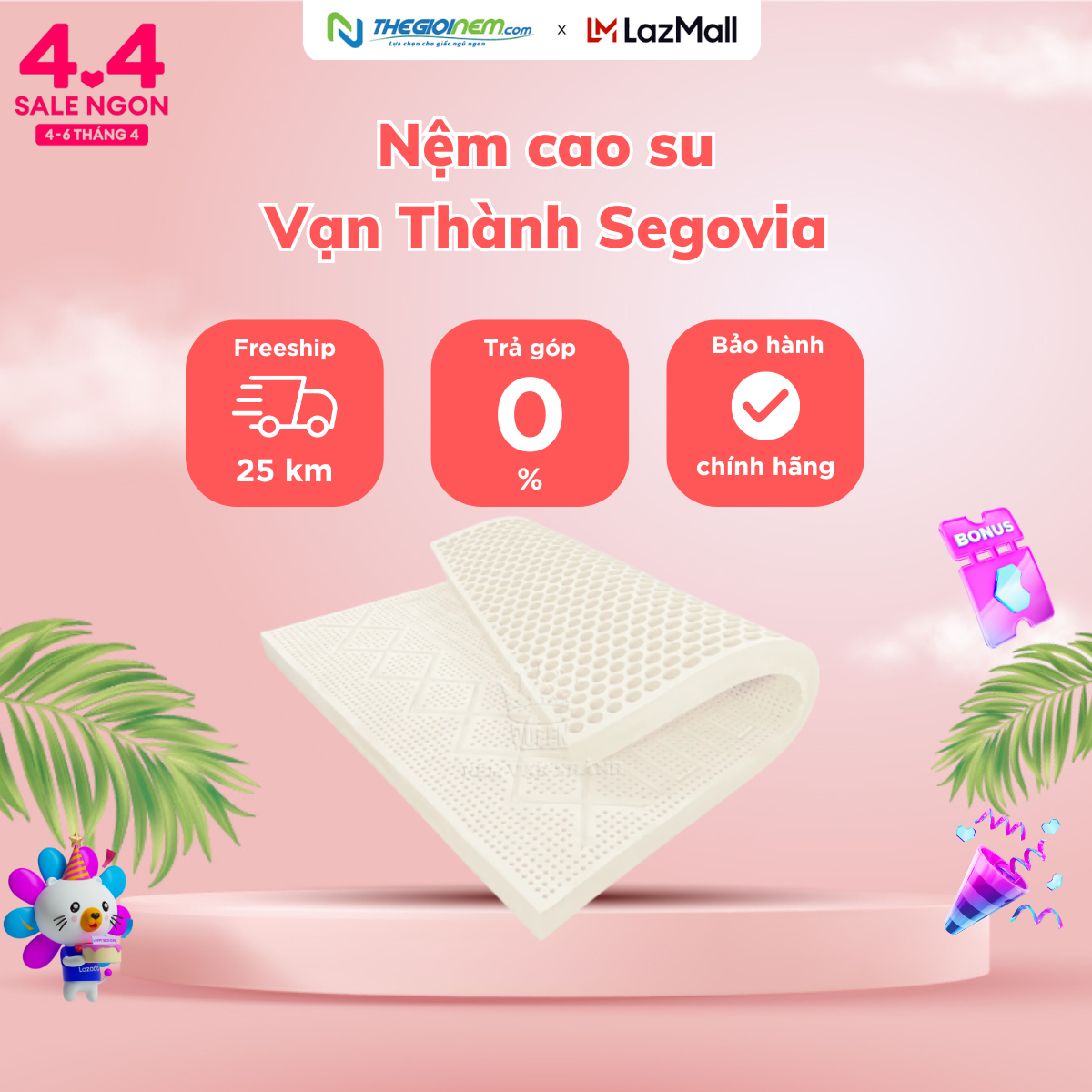 [Trả góp 0%] Nệm Cao Su Thiên Nhiên Vạn Thành SEGOVIA