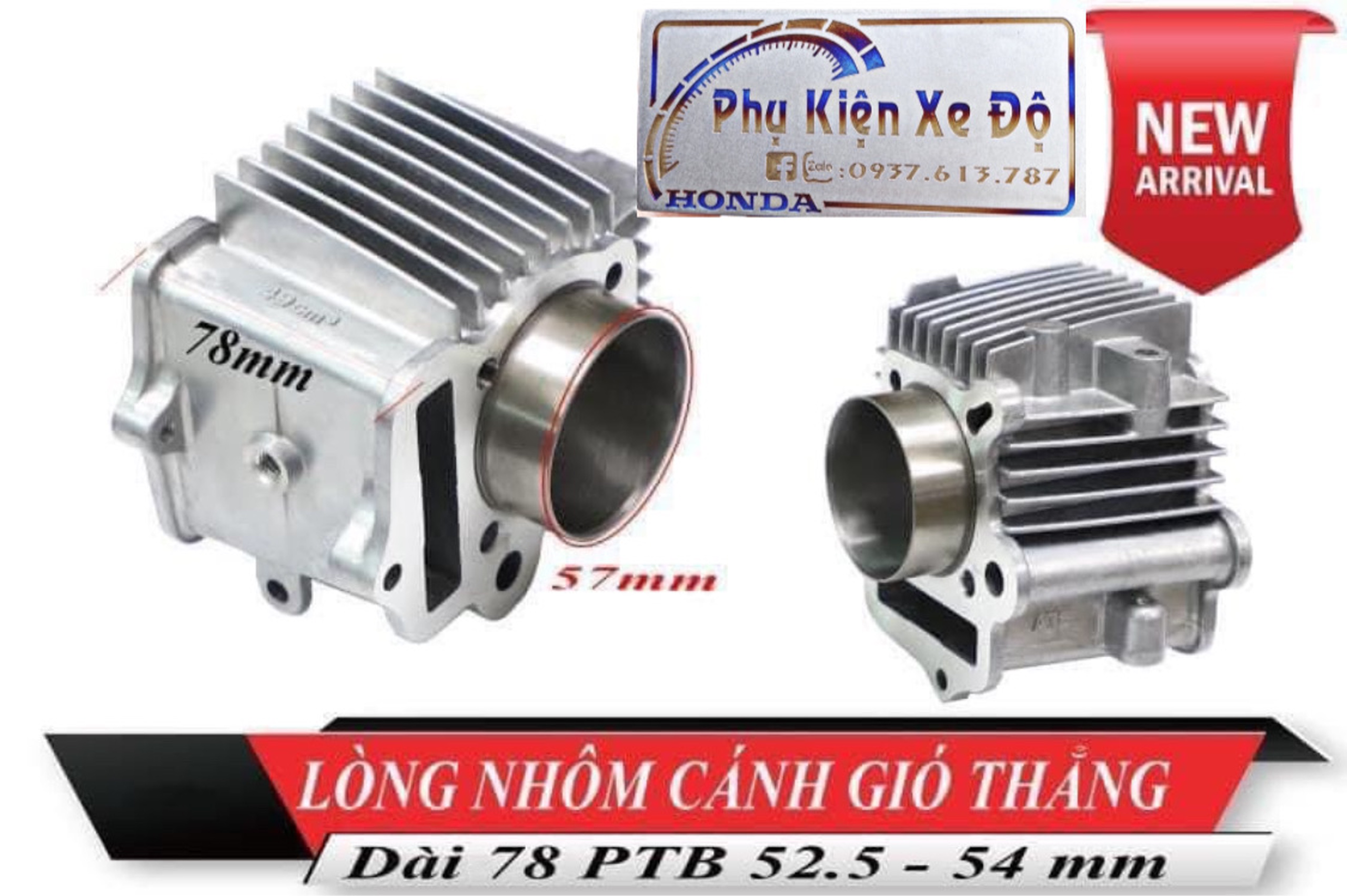 lòng nhôm 67 dài 78mm piston 52.5 54mm