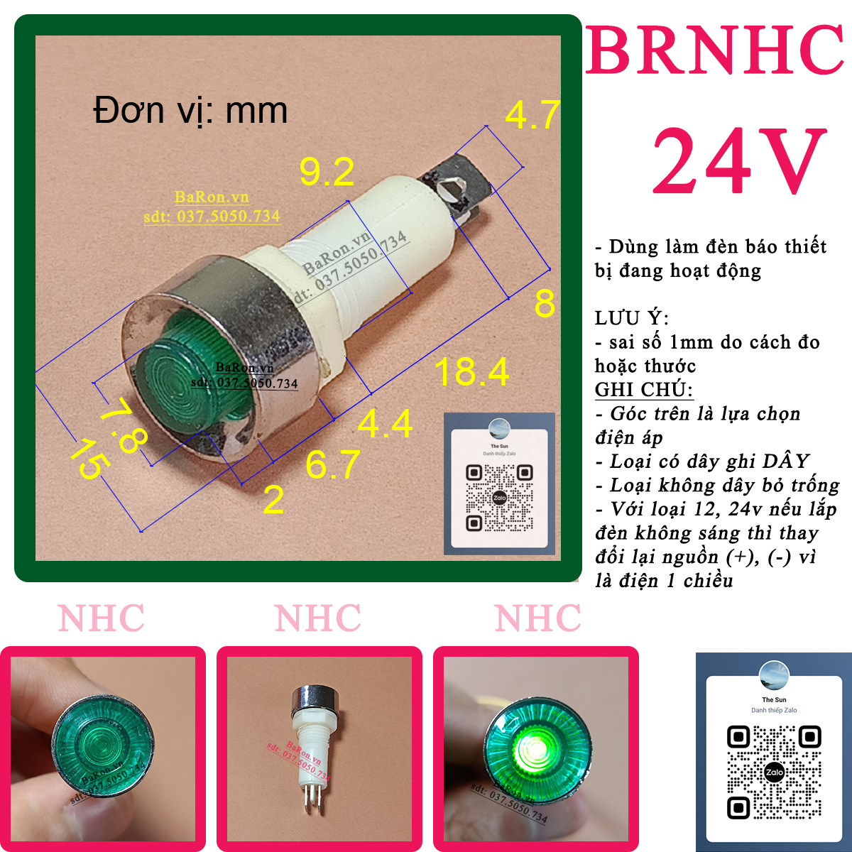 Đèn báo nguồn NHC 12v 24v 220v 380v
