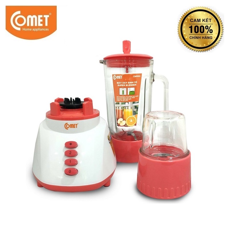 MÁY XAY SINH TỐ 2 LY THỦY TINH COMET CM9953 SIÊU BỀN ( 1.25 LÍT - BẢO VỆ QUÁ NHIỆT, AN TOÀN KHI SỬ DỤNG )