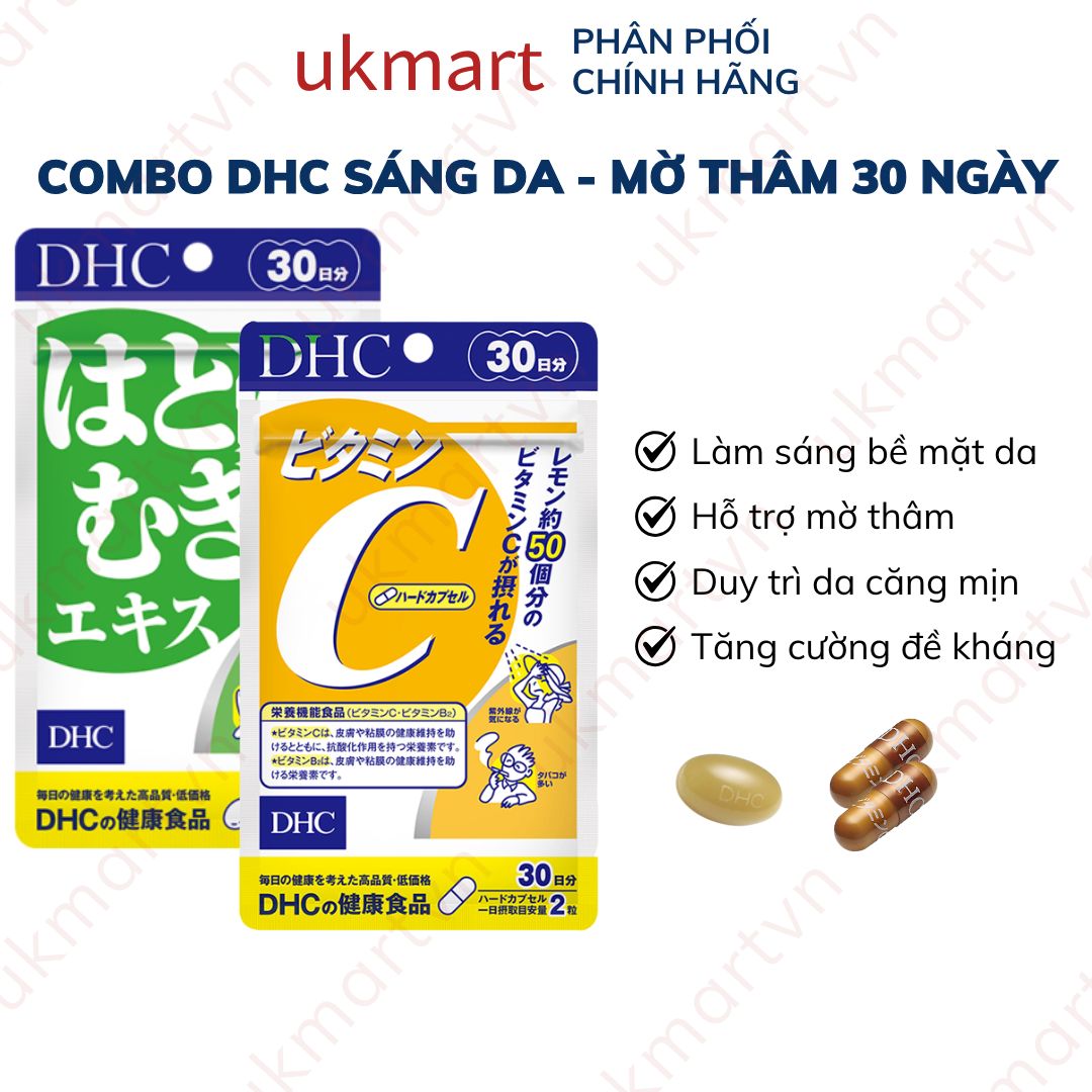 Combo Viên Uống DHC Sáng Da Mờ Thâm 30 Ngày (Adlay & Vitamin C)