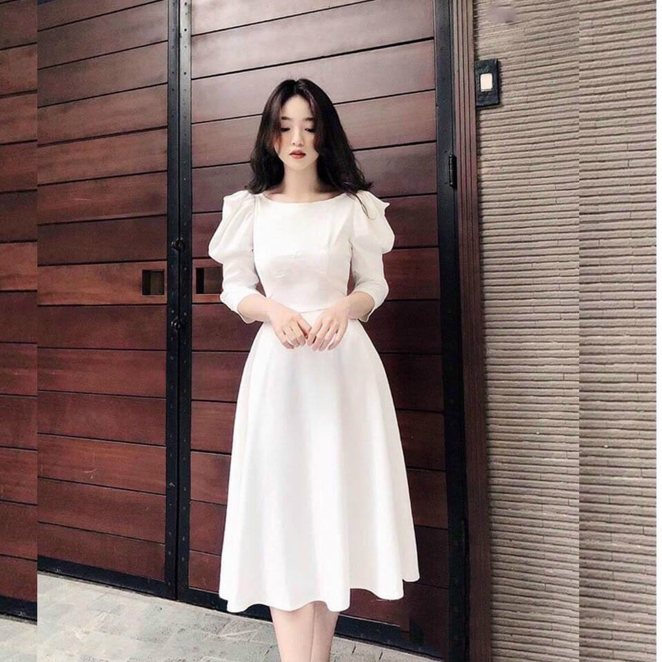 ( Sản Phẩm Mới) Đầm Váy Nữ Dạ Hội Dáng Xòe Tay Phồng