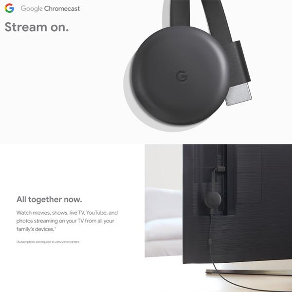 Thiết bị TV streaming Google Chromecast 3 - Thế hệ mới 2018