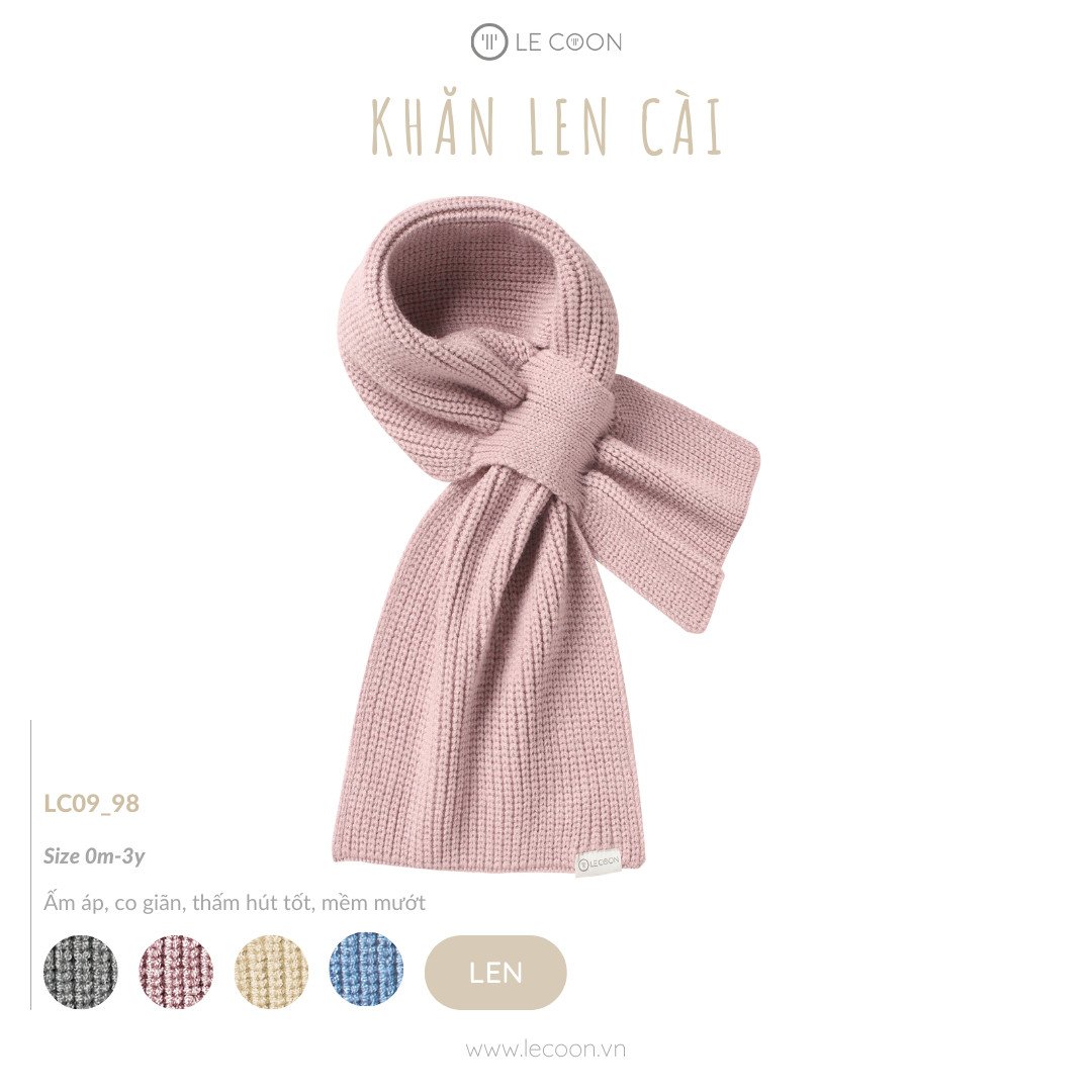 Khăn Len Cài Lecoon Bé Trai Bé Gái Le Coon (Size từ 0-3 Tuổi)