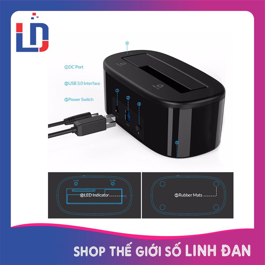 Khay đựng ổ cứng Docking ORICO USB3.0/3.5 /2.5  - 6218US3 (1 khe hình bầu dục màu đen)