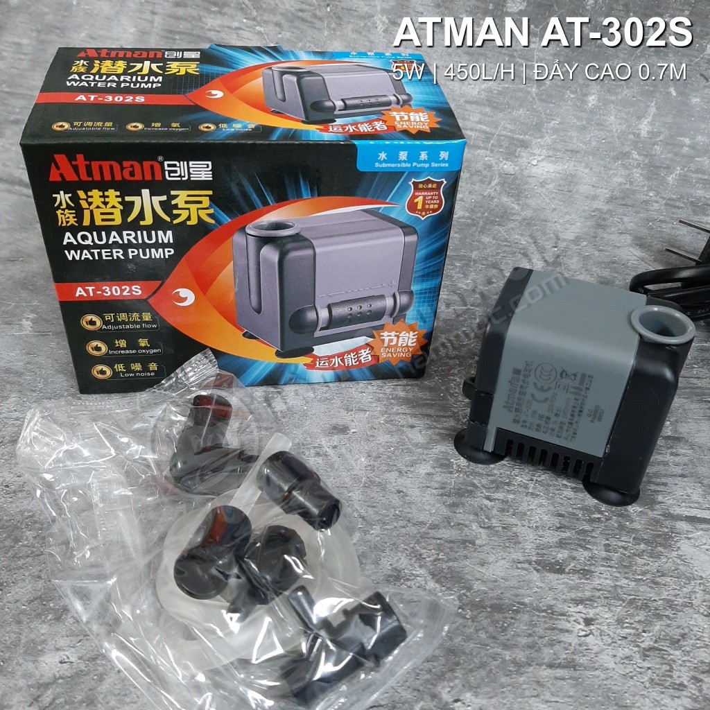 Bơm atman at-302s dòng bơm bể cá thế hệ mới bền bỉ, tiết kiệm điện