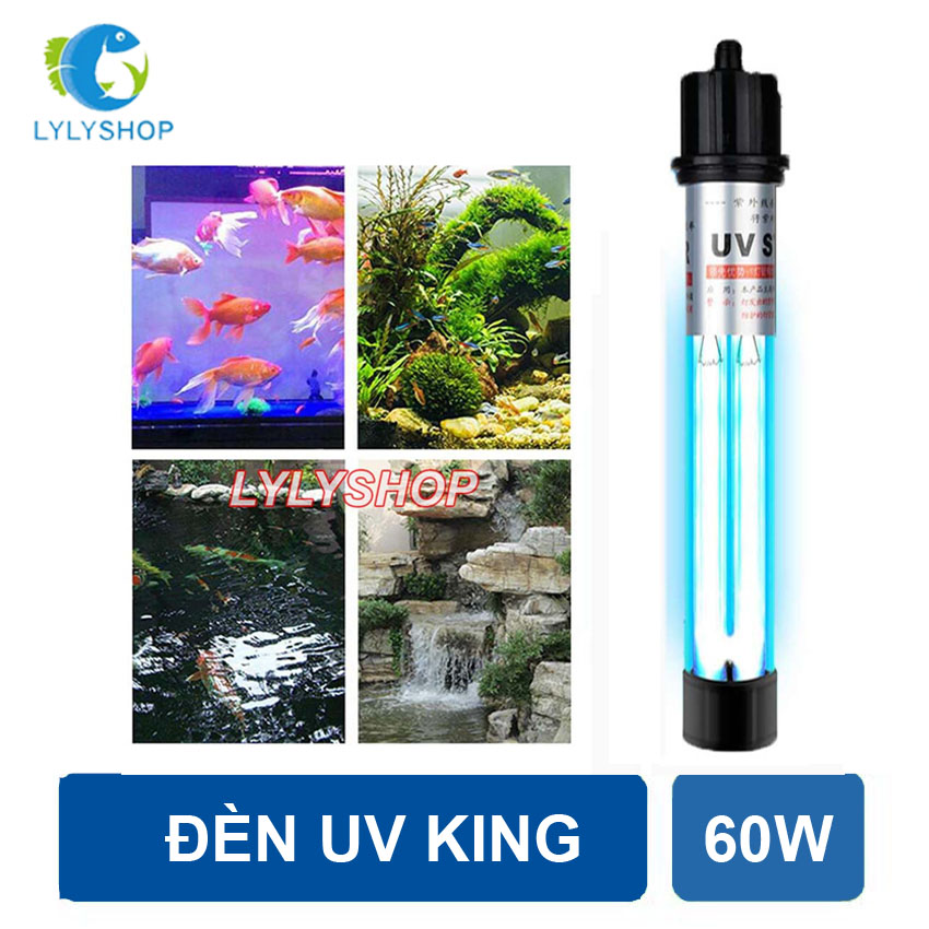 UV lamp KING 60W, 60cm long, 2 balls kill bacteria, moss, poisonous algae aquarium, Koi aquarium, arowana aquarium, outdoor lake ....