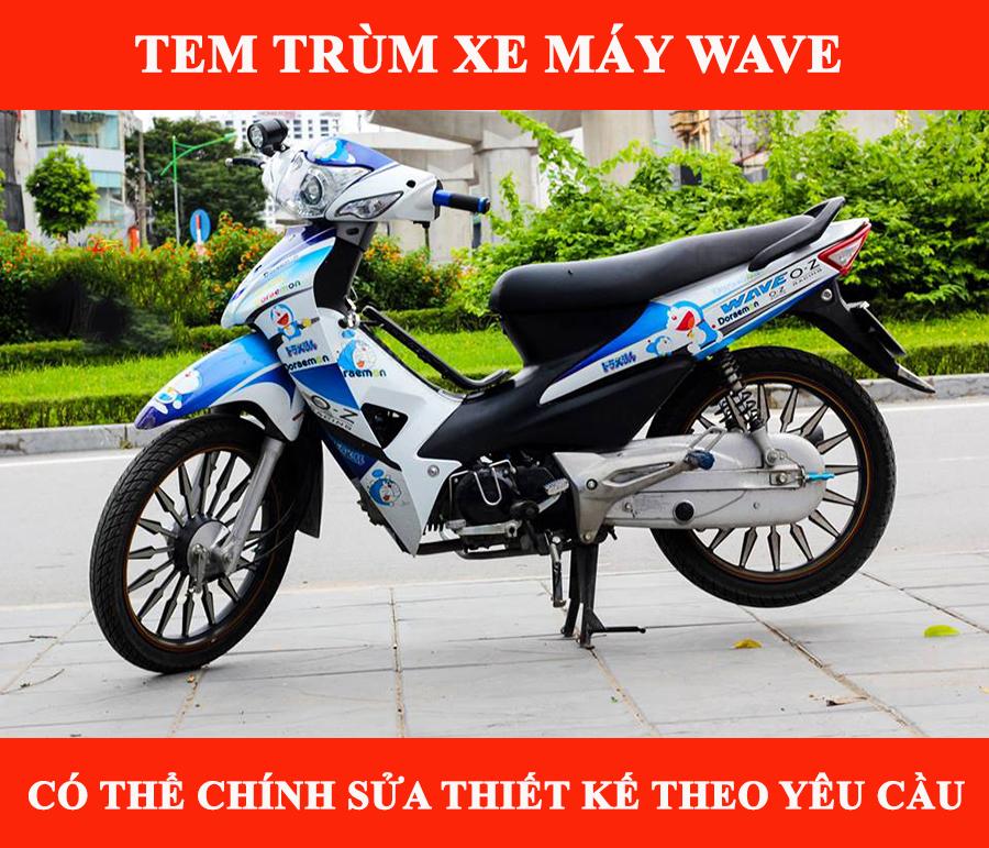 tem trùm wave độ đẹp doremon trắng danh dương - Tem xe máy thiết kế theo yêu cầu - tem trùm xe máy wave đẹp, rẻ, chất