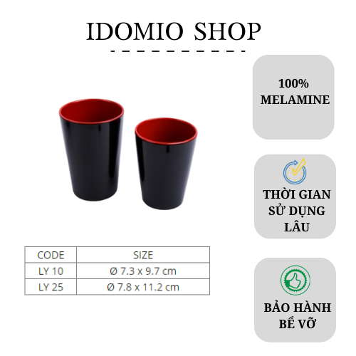 Ly Nhựa Melamine 2 Lớp Đỏ Đen Cao Cấp