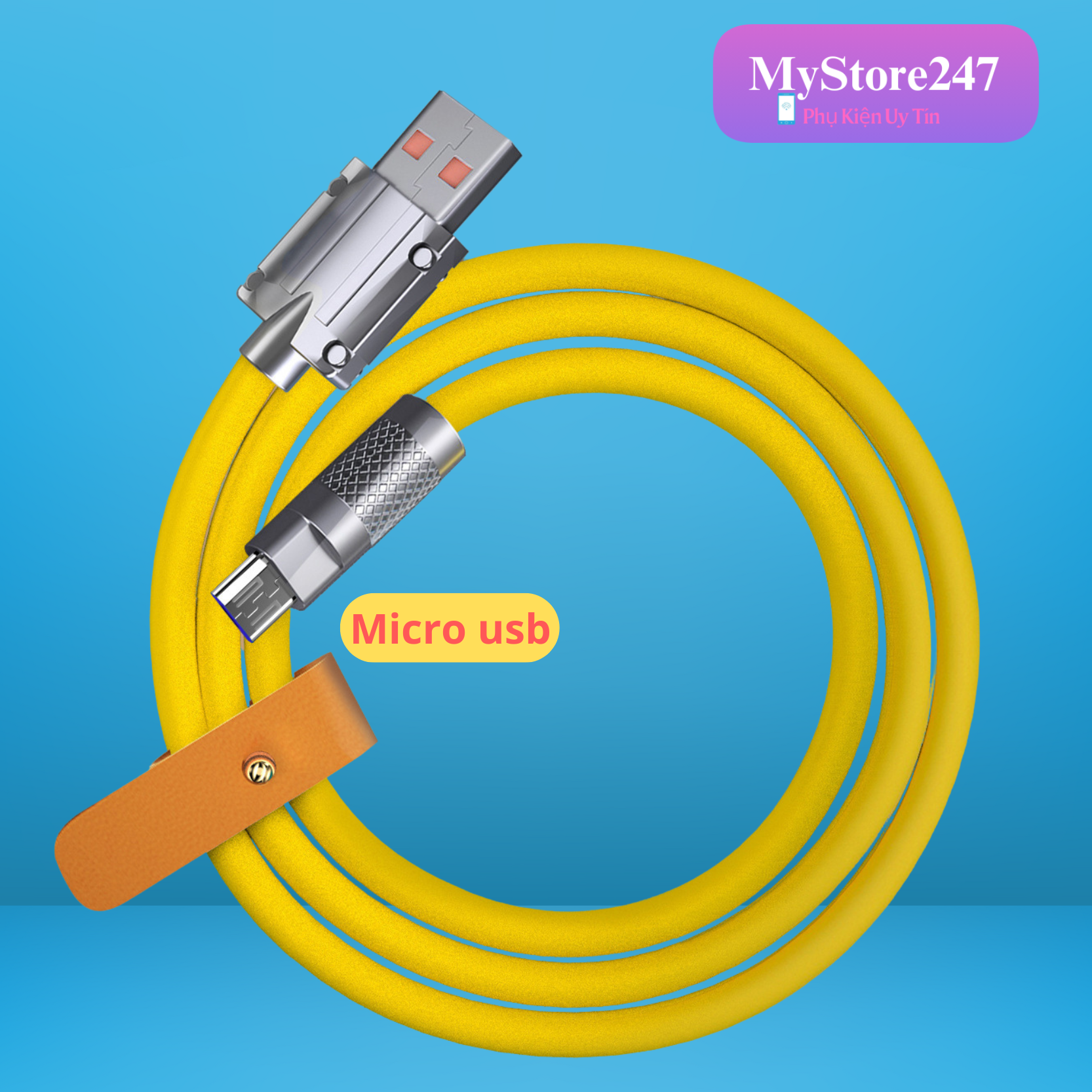 Dây cáp sạc nhanh siêu bền cùng cho các máy dùng chân sạc micro usb type c bằng silicone