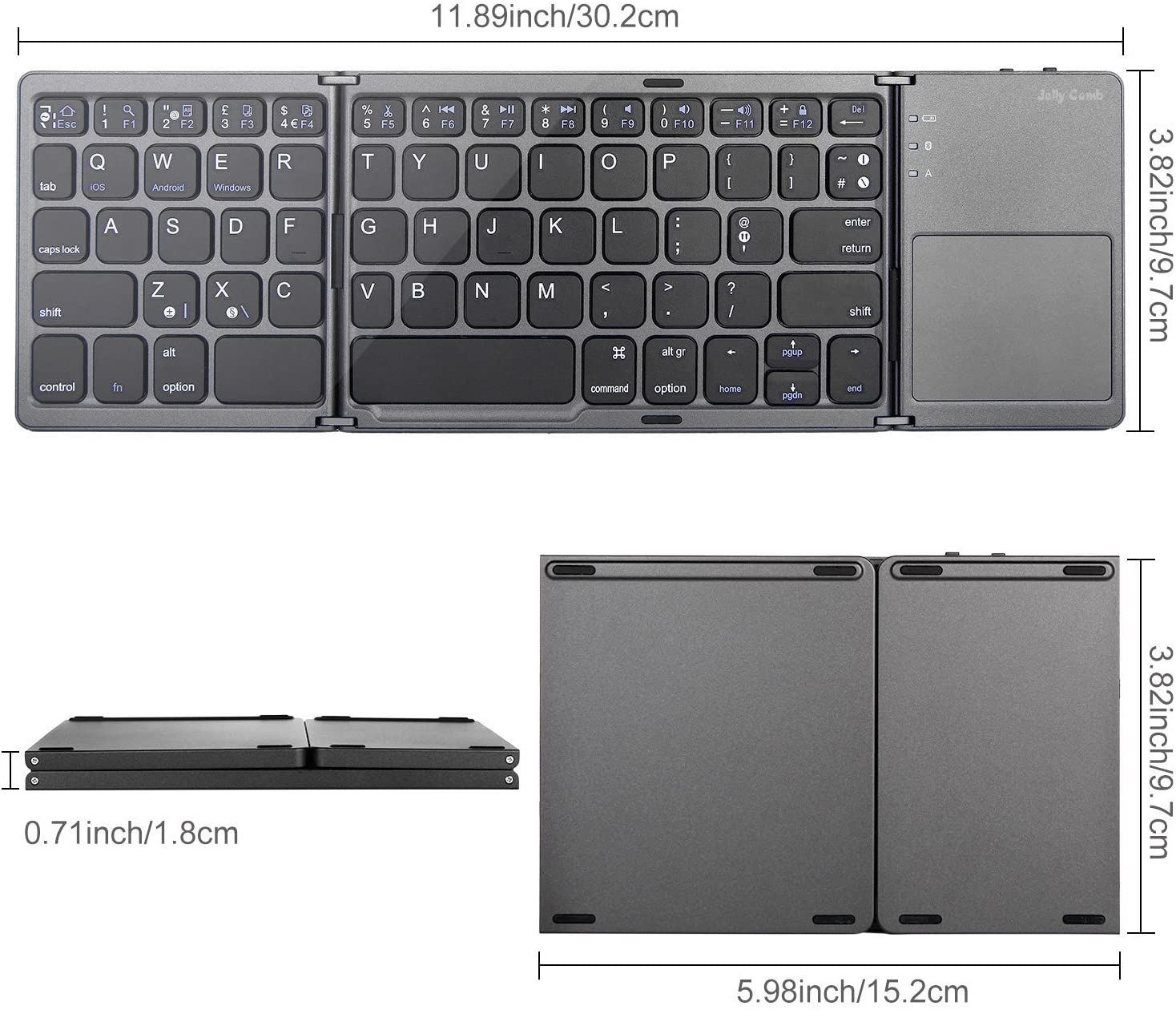 Bàn phím bluetooth gập đôi touchpad Jelly Comb
