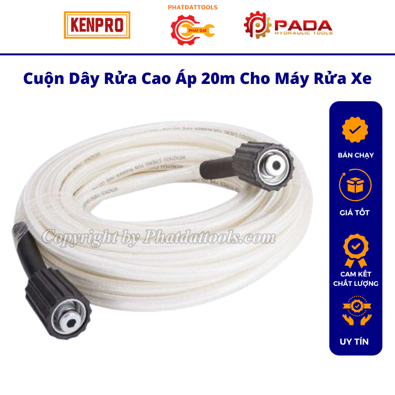 Cuộn dây rửa cao áp 20m cho máy rửa xe gia đình-Tặng kèm khớp nối dài dây rửa xe