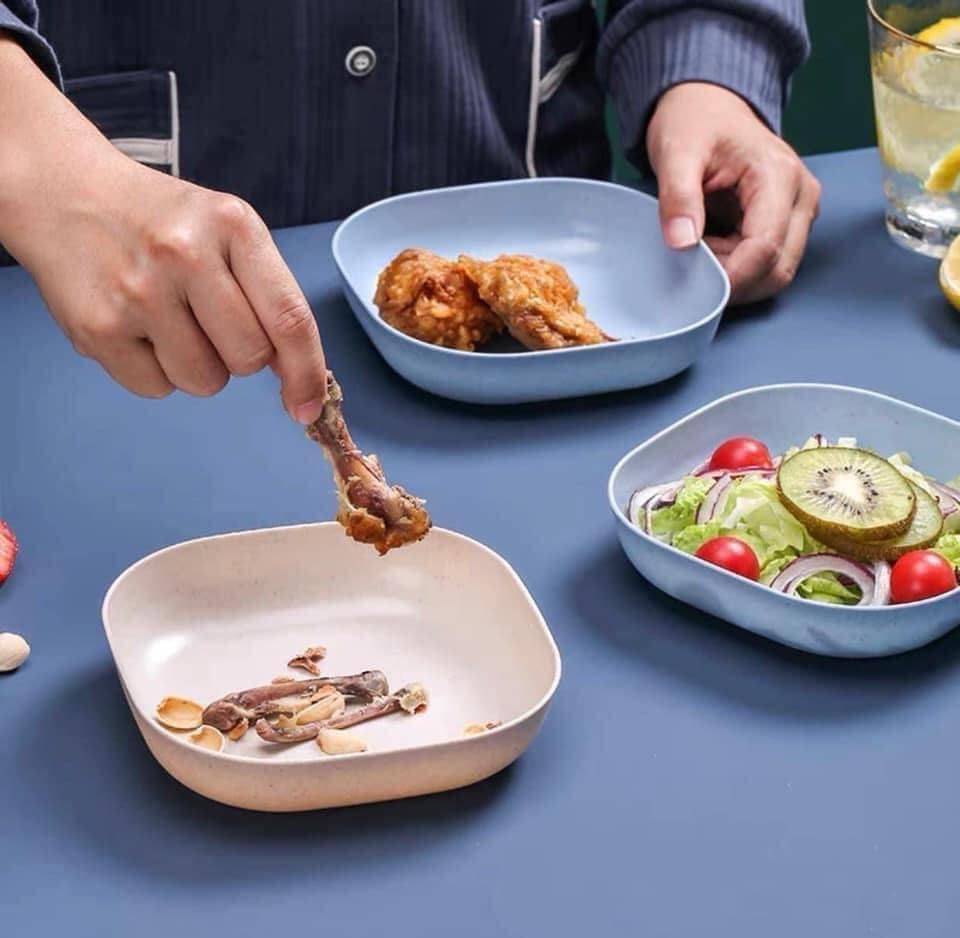 SET 8 ĐĨA VUÔNG LÀM TỪ LÚA MẠCH NHIỀU MÀU