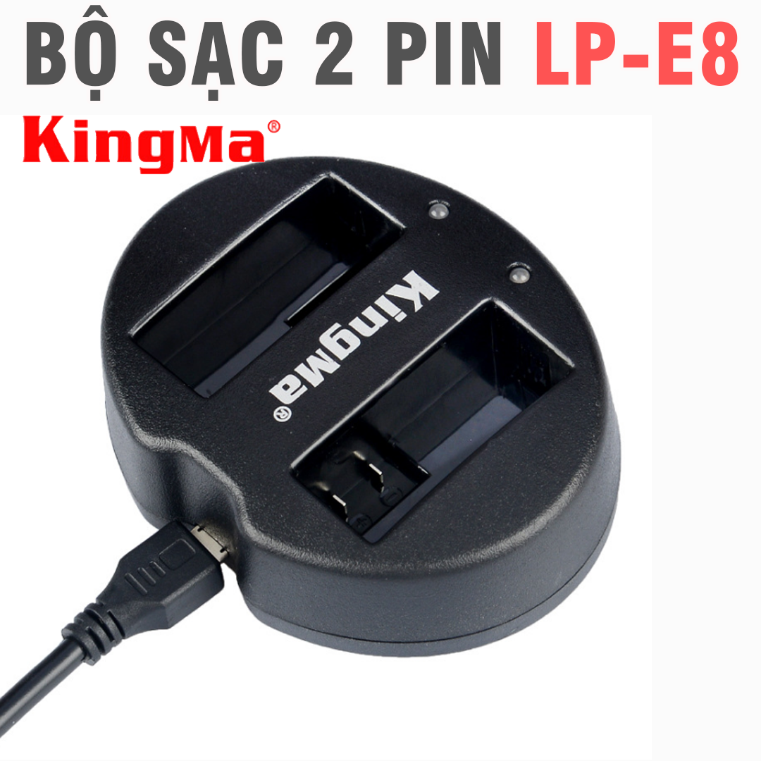Đế sạc 2 pin máy ảnh lp-e8 dùng cho máy ảnh eos 700d 650d 600d 550d kingma