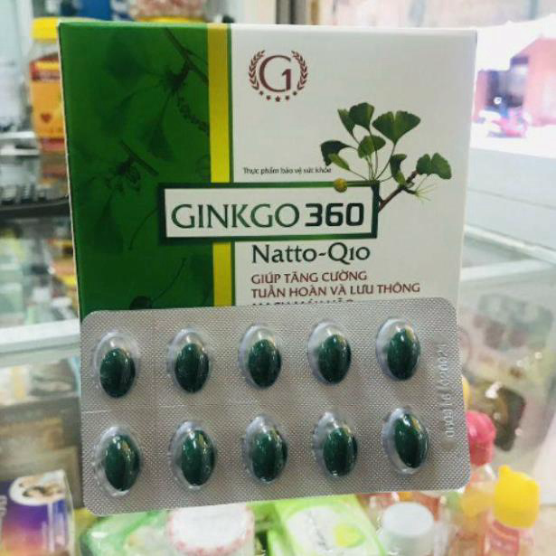 Ginkgo 360 Natto Q10 mạnh Hoạt huyết dưỡng não hộp 100viên