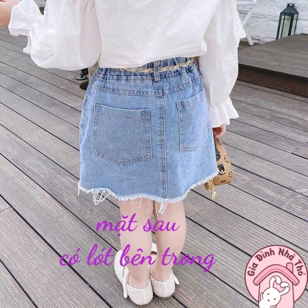 (12-30kg) Chân váy đầm jean bò cho bé gái