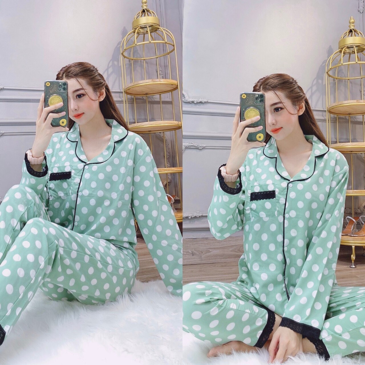 Đồ bộ chấm bi mặc nhà cực HOT mẫu mới nhất 2020