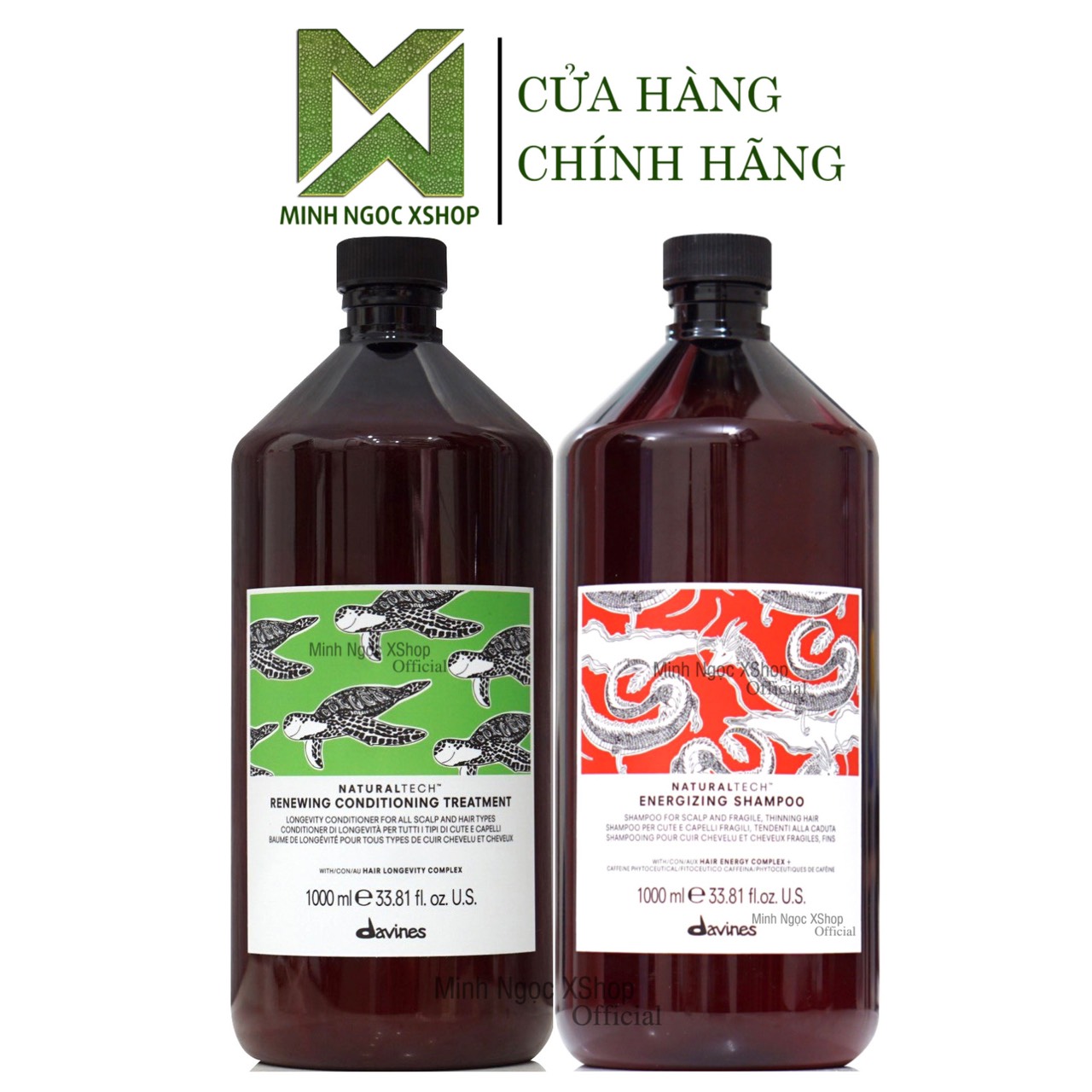 Combo dầu gội chống rụng Davines Energizing và dầu xả trường thọ Renewing 1000ML