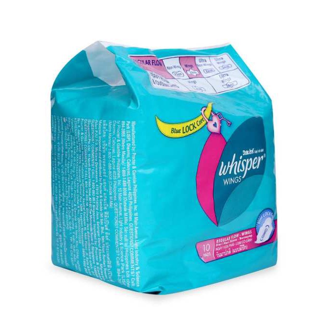Băng Vệ Sinh Whisper Có Cánh Thường 10 Miếng 23 cm.