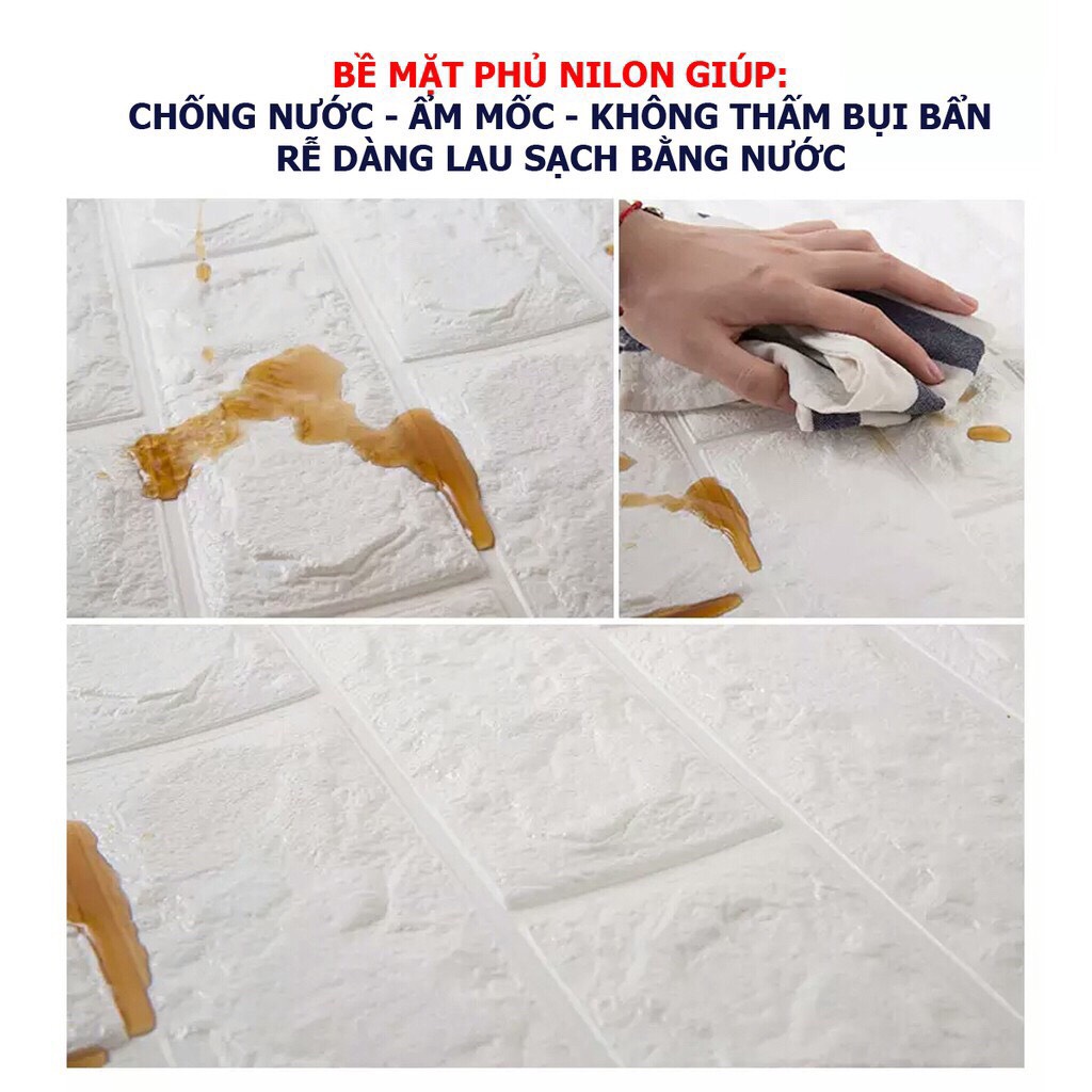 Xốp dán tường giả gạch 3D - Khổ Lớn 70x77cm