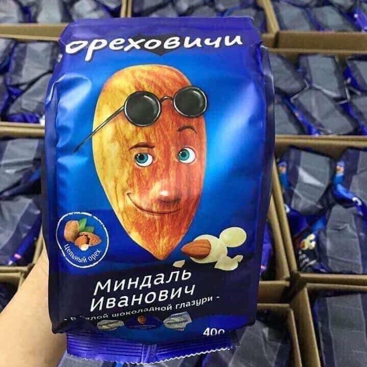 CHUẨN NGA - Socola Trắng Bọc Hạnh Nnhân Ivan Nga 400GR