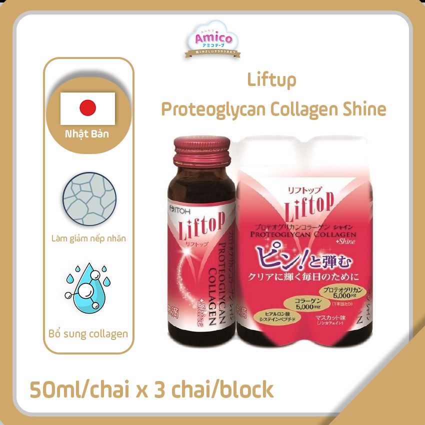 Thực phẩm uống bổ sung Collagen Liftop làm đẹp da mẫu mới 3 chai